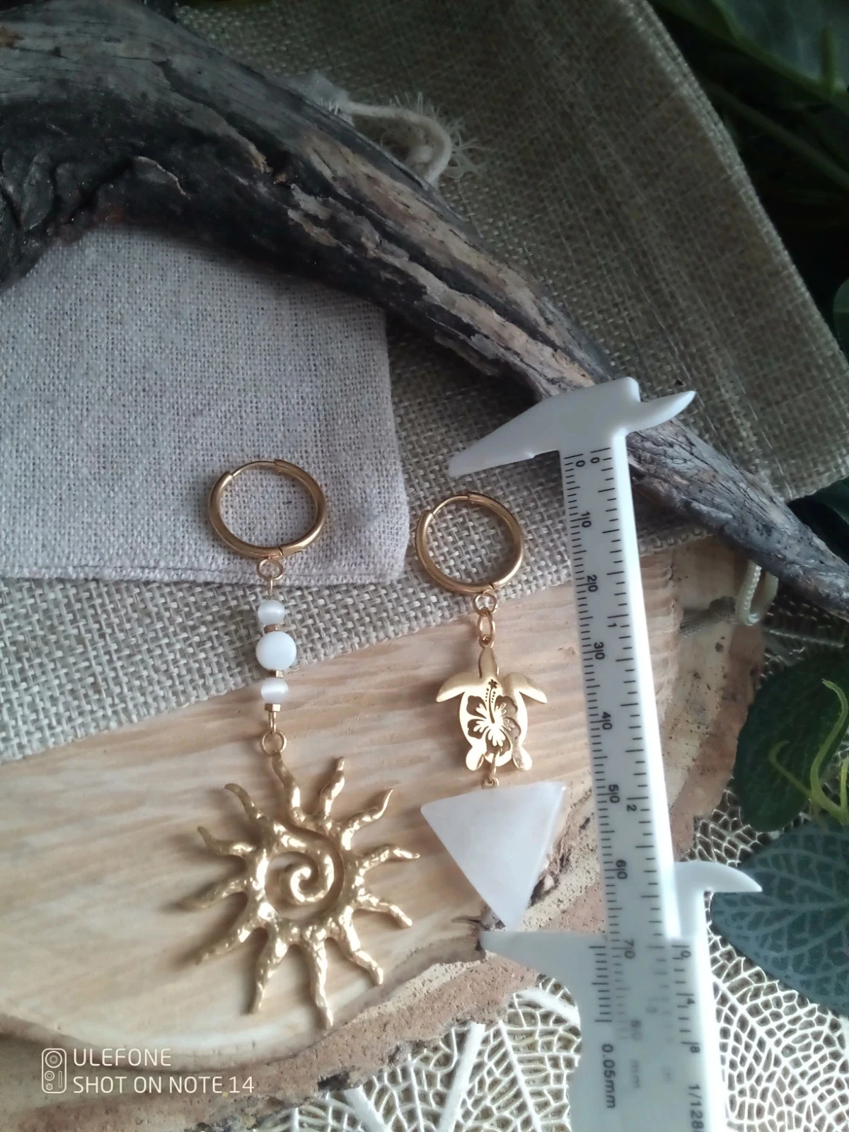 Boucles d'oreilles bohèmes asymétriques pierres semi précieuses – photo 2